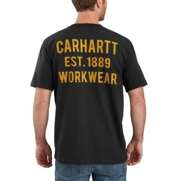 Carhartt Mens L Pocket T Shirt Black Original Fit Workwear Worn Distressed Holes - Picture 11 of 12
